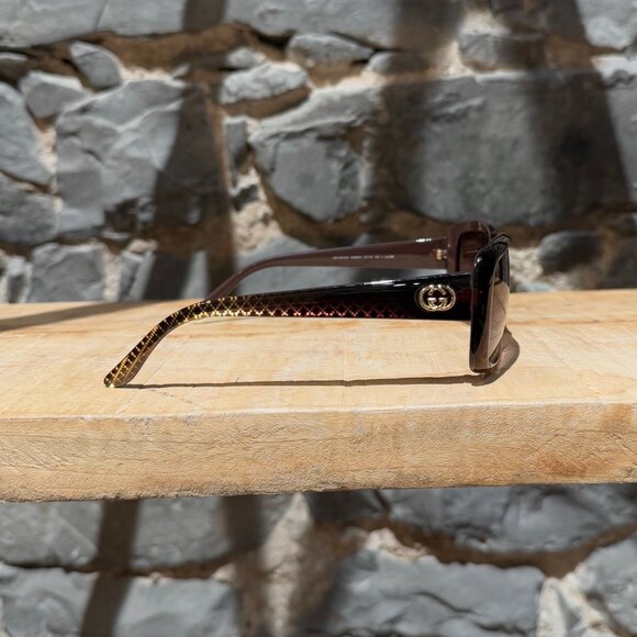 Gucci GG3575 Brown Gradient Diamantissima Rectangular Sunglasses - Picture 4 of 10
